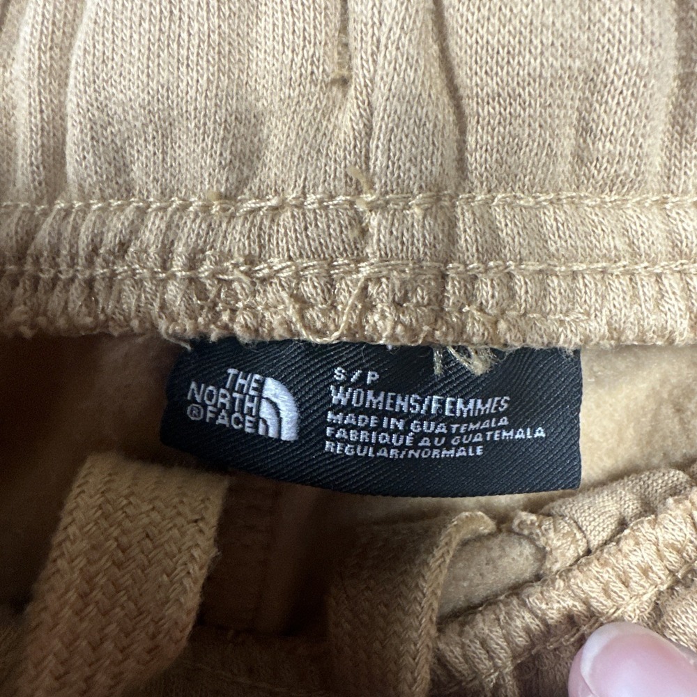 The North Face Womens Fleece Shorts Tan Elastic Waist Logo Lounge Active Small P - Picture 10 of 10